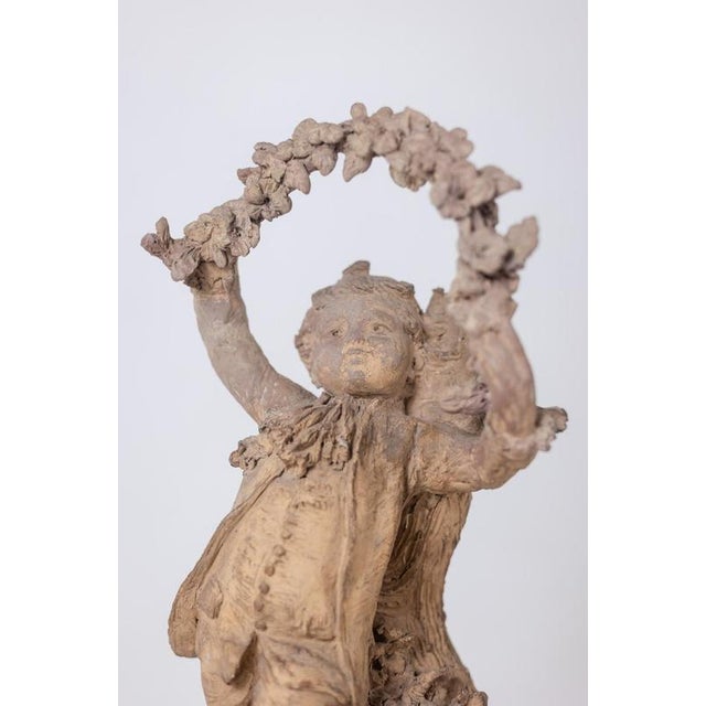 Rocaille-Style Terracotta Sculpture of Children and Flowers, 1850s For Sale - Image 5 of 12