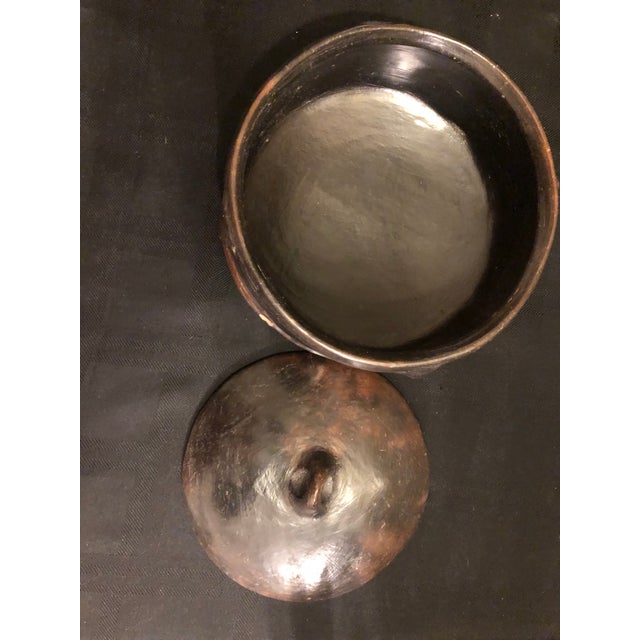 Ceramic Vintage Ethiopian Hand-Burnished Black Clay Lidded Vessel – Peace Corps Provenance For Sale - Image 7 of 10