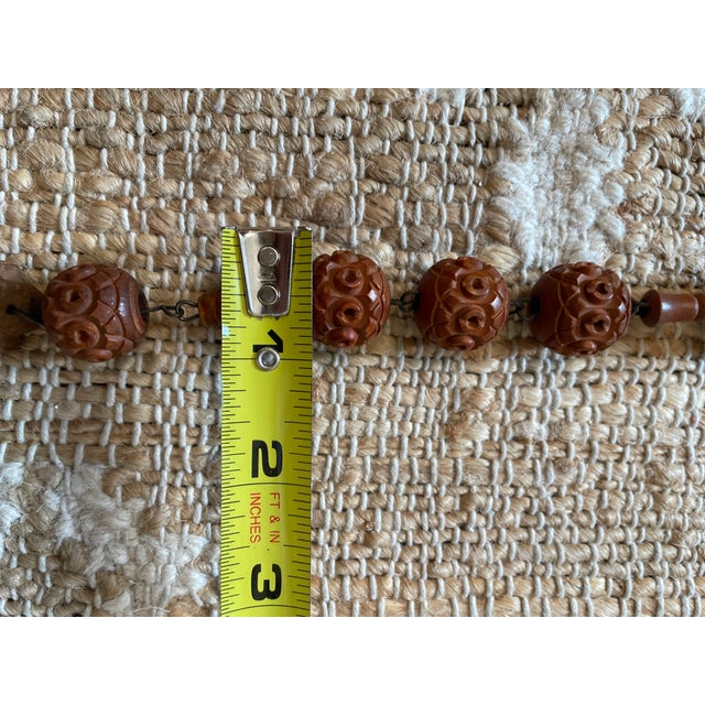 Rustic European Vintage Large 50 Inch French Roseary Carved Corozo Beads Wooden Cross For Sale - Image 3 of 9