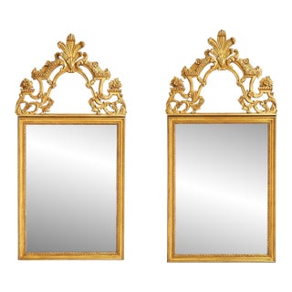 Pair of Louis XV Style Giltwod Mirrors With Crest For Sale