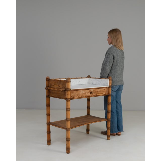 Ornamental & Decorative Materials 1900s French Faux Bamboo Console Table With Marble Top For Sale - Image 7 of 18