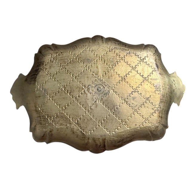 Wood Blue and Gold Florentine Tray For Sale - Image 7 of 7