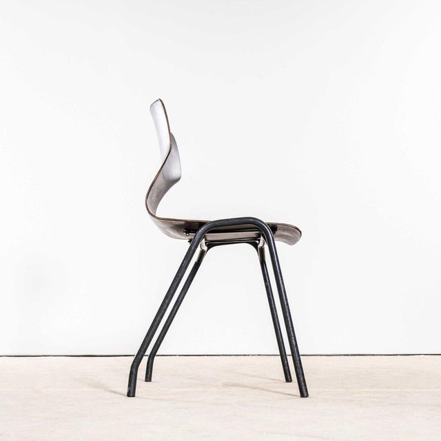 Laminated Ebonised Gun Metal Dining Chairs, 1960s For Sale - Image 9 of 12