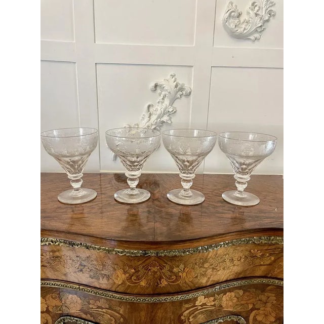 Large Antique Victorian Engraved Glasses, 1860, Set of 4 For Sale - Image 9 of 9
