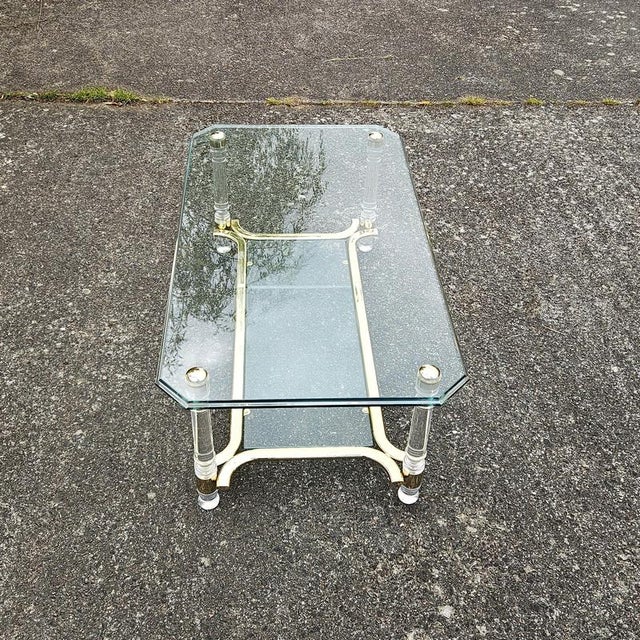 Italian Two-Tier Coffee Table in Glass, 1980s For Sale - Image 5 of 16