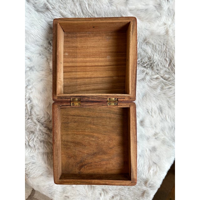 Hand Carved Wood Box With Brass Inlay For Sale - Image 12 of 12