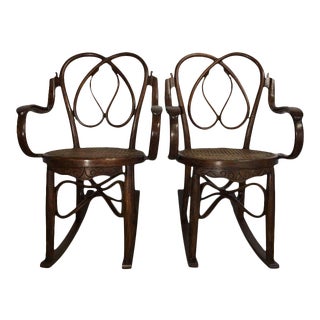 19th Century Bentwood Rocking Chairs in Style of Jacob & Josef - A Pair For Sale