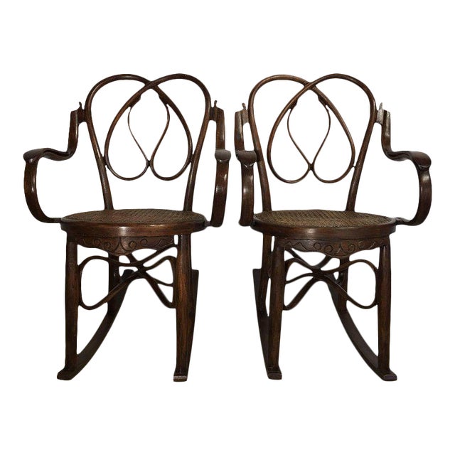 19th Century Bentwood Rocking Chairs in Style of Jacob & Josef - A Pair For Sale
