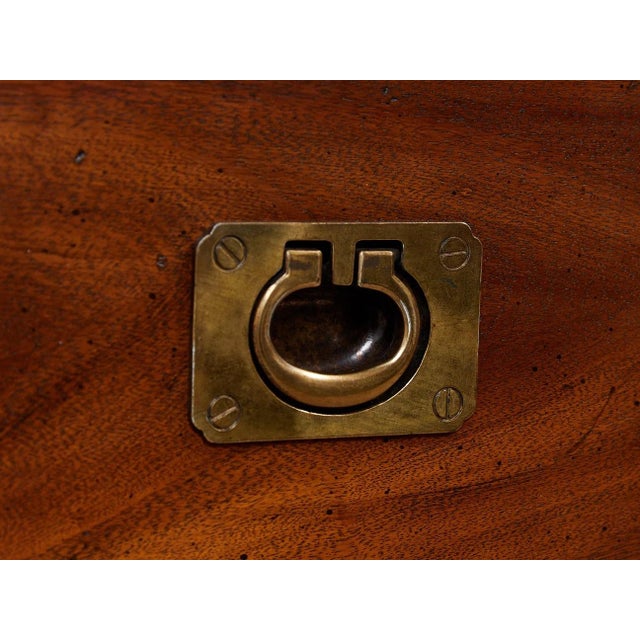 Mid 20th Century Vintage Campaign Mahogany Tall Chest With Brass Hardware For Sale - Image 5 of 10