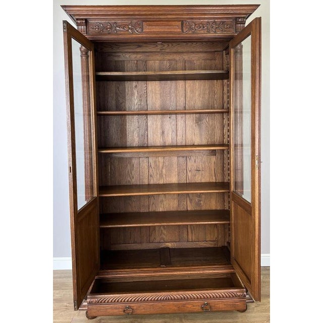 Antique French Glazed Oak Display Bookcase For Sale - Image 13 of 14