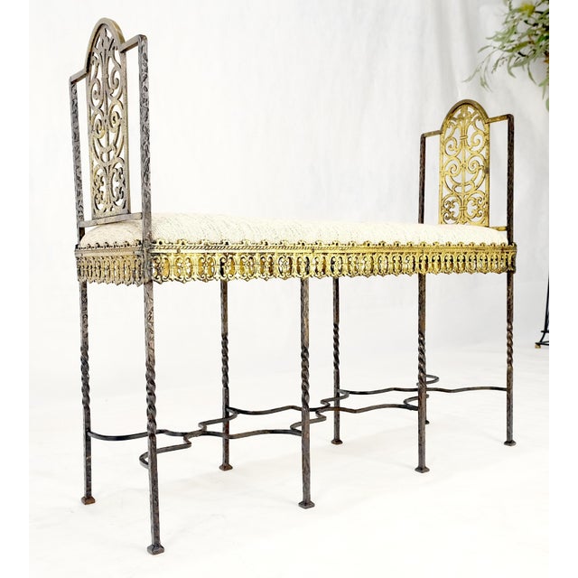 Antique Solid Brass & Steel Fine Gothic Style Compact Decorative Window Bench For Sale - Image 6 of 8