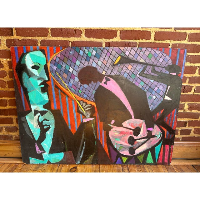 Jazz Band by Elliott Twery Original 1950s Oil Painting For Sale - Image 4 of 11