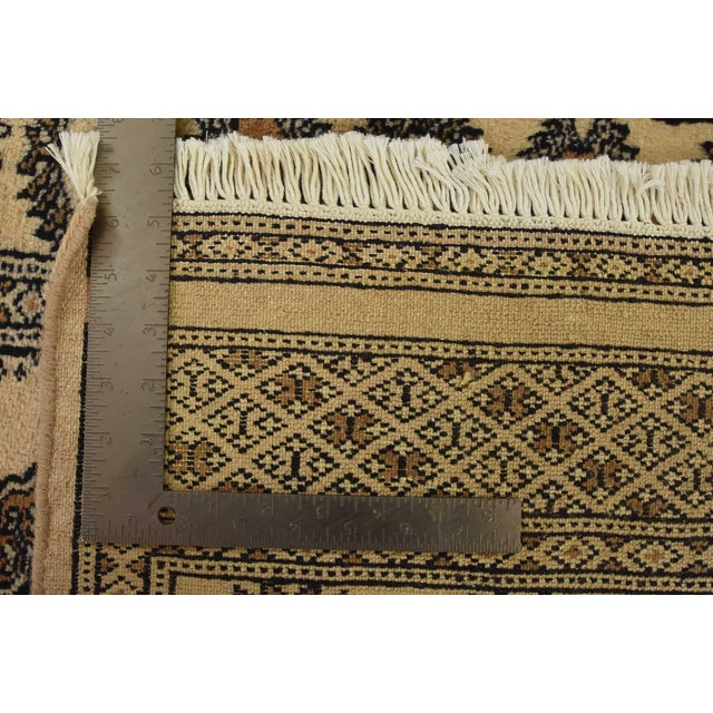 Bokhara Rug 3’1” X 4’7” Beige Wool Tribal Hand-Knotted Oriental Carpet For Sale - Image 11 of 11