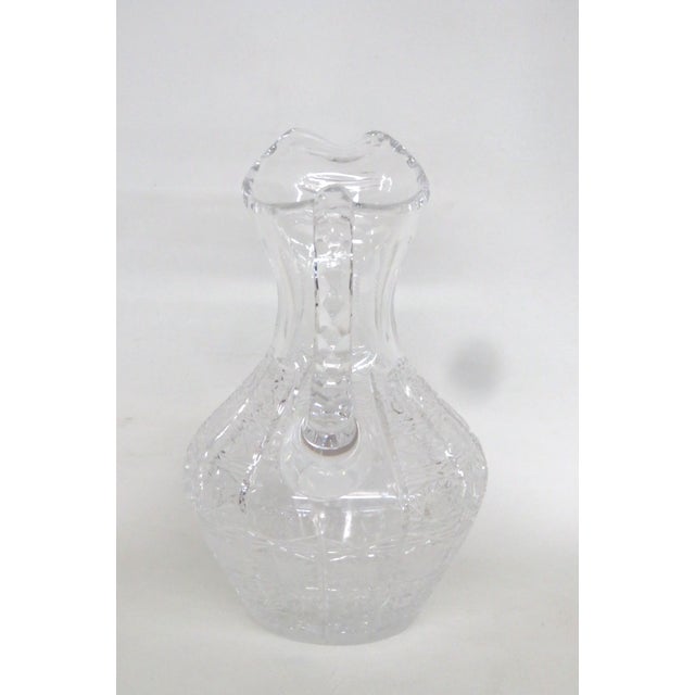 Mid 20th Century Queen Lace Blown Cut Glass Lead Crystal Pitcher Round Bowl Shape Bohemia For Sale - Image 4 of 18