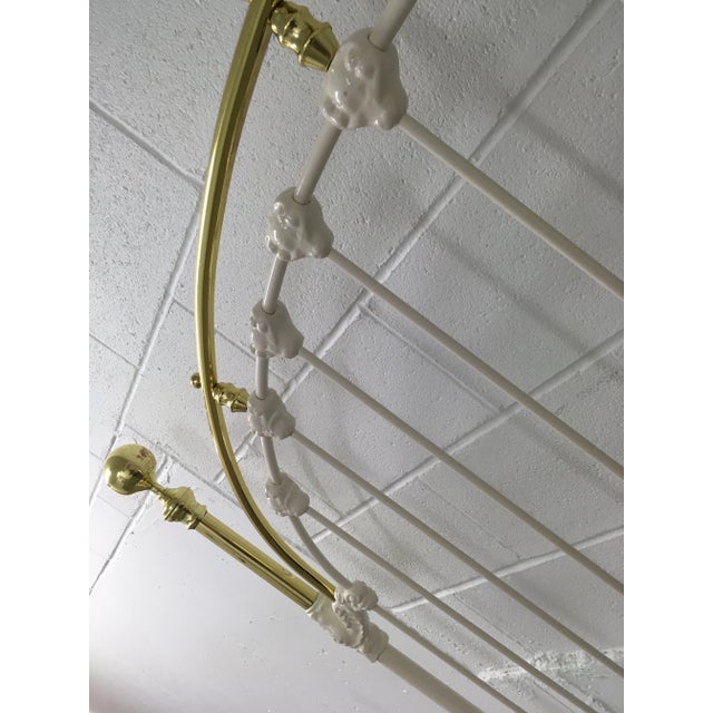 Cerulean White Painted Wrought-Iron & Brass & Queen Bedframe For Sale - Image 8 of 13