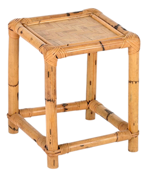 Square Side Table in Wicker and Rattan from Vivai Del Sud, Italy, 1970s