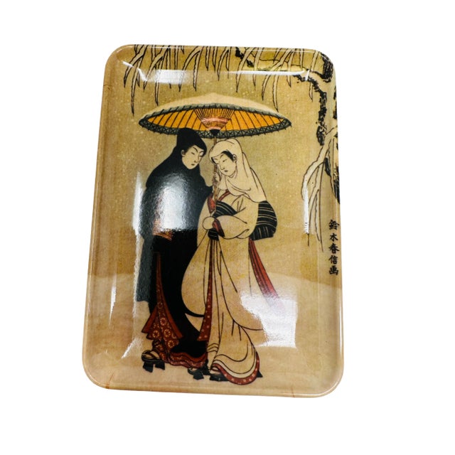Plastic Vintage Japanese Themed Decorative Melamine Trays Made in Italy a Set of 6 For Sale - Image 7 of 10