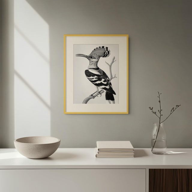 Black-and-White Hoopoe Bird Illustration — Museum-Quality Fine Art Print For Sale - Image 4 of 5