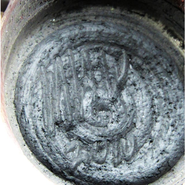Raku Studio Pottery Pot Signed For Sale - Image 9 of 11