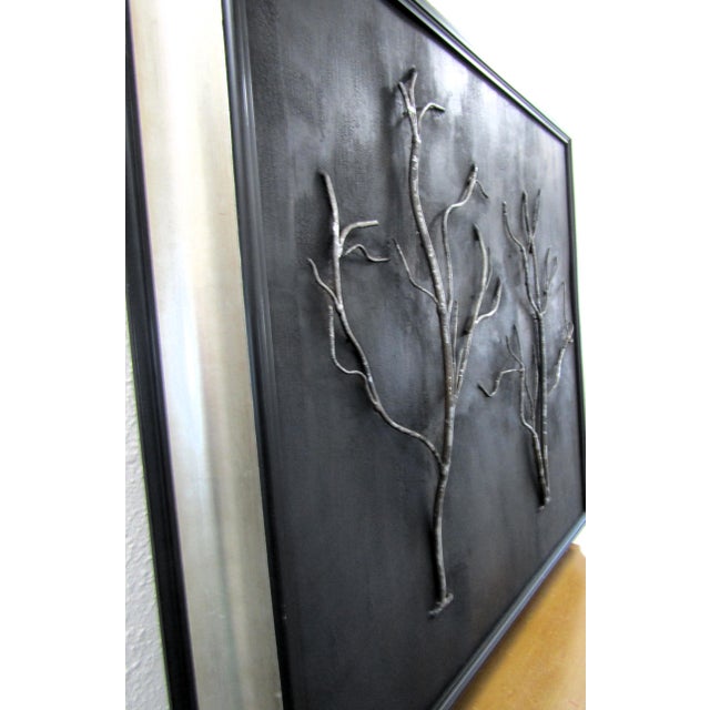 1980s Large Vintage John-Richard Brutalist Metal Tree Sculpture Framed Wall Art For Sale - Image 5 of 11