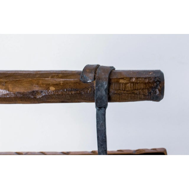 1960s French Magazine Rack in Wrought Iron and Oak, 1960s For Sale - Image 5 of 7