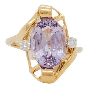 Purple Spinel and Diamond Cocktail Ring in 18k Yellow Gold, size 7.25