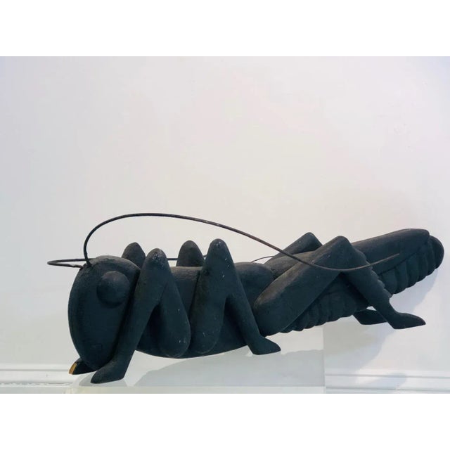 American 1920s Charismatic Wood Carved Grasshopper Folk Art Sculpture For Sale - Image 3 of 9