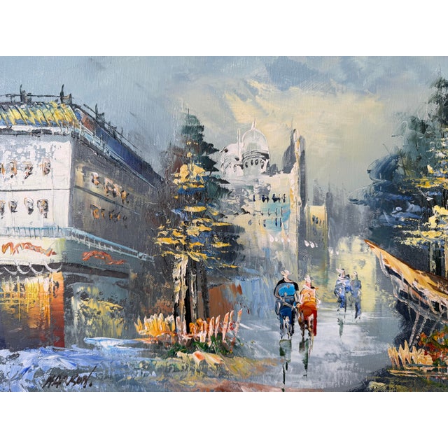 1980s Vintage Parisian Street Scene Oil on Canvas Painting by Harison – Wood Framed For Sale - Image 5 of 11