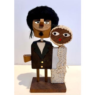 Frank Meisler, Rare Vintage Hasidic Wedding Jerusalem Wood Judaica Art Sculpture Frank Meisler, c.1960's For Sale