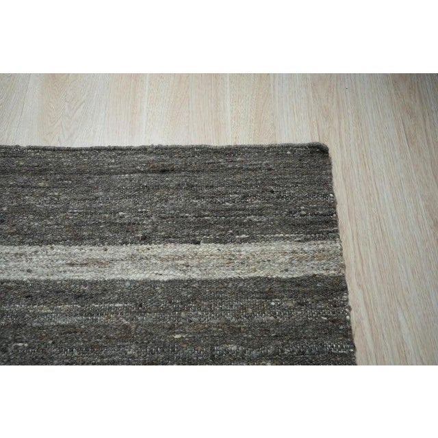 2020s 4x6 Gray Handwoven Wool Subtle Linear Bands Geometric Modern Carpet Rug For Sale - Image 5 of 10
