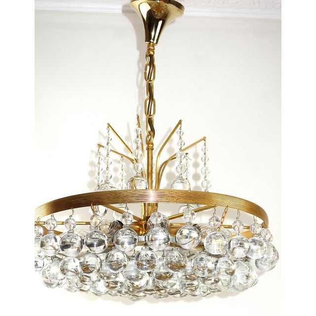 Mid-Century Modern Brass and Glass Drop 8-Light Chandelier from Christoph Palme, 1960s For Sale - Image 3 of 13