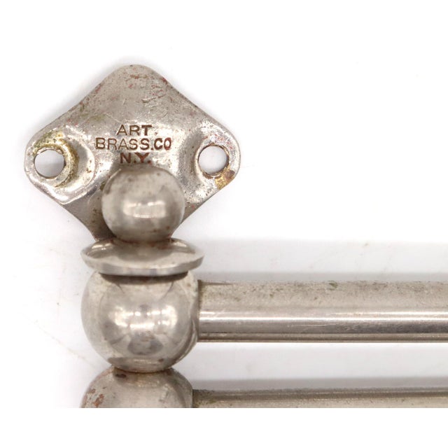Mid 20th Century Antique Nickel Triple Towel Bar With Swing Out Arms For Sale - Image 5 of 5