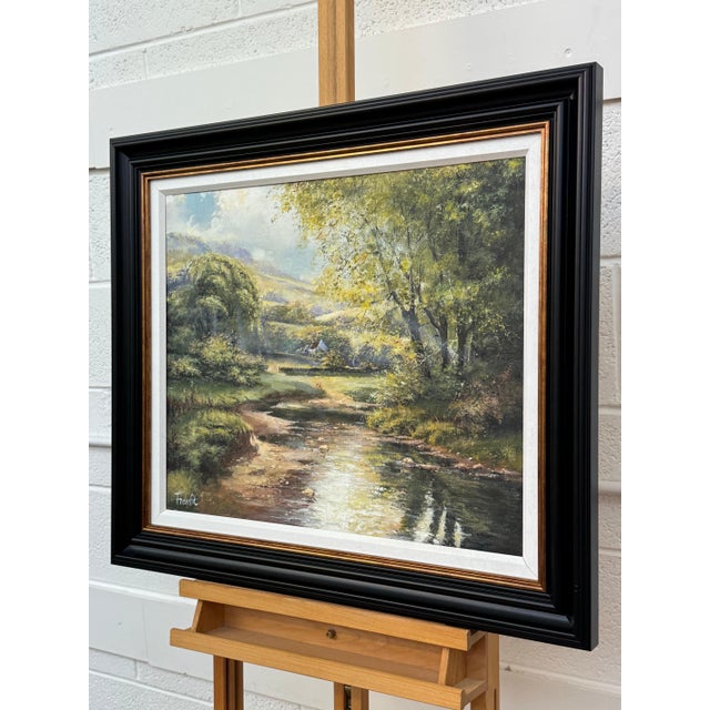 Late 20th Century Remote Cottage in a Tree Lined River Landscape in Ireland by Modern Irish Artist 1985 Circa For Sale - Image 5 of 10