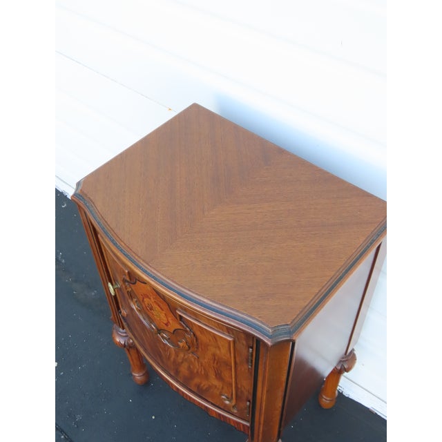 Jacobean Early 1900s Inlay Tall Nightstand End Side Table 6609 For Sale - Image 9 of 13