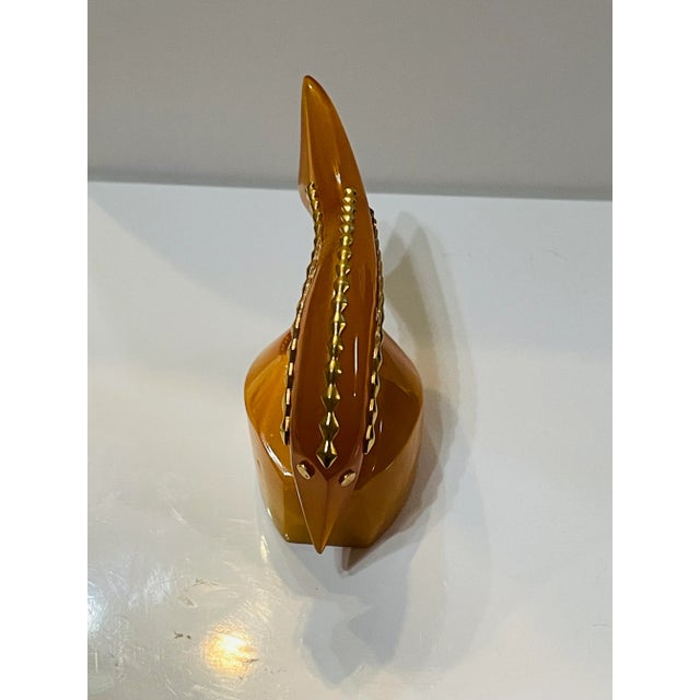 Vintage 1980s Baltic Amber Fish Figurine Egg Yolk Color Gold Accents For Sale In Phoenix - Image 6 of 11
