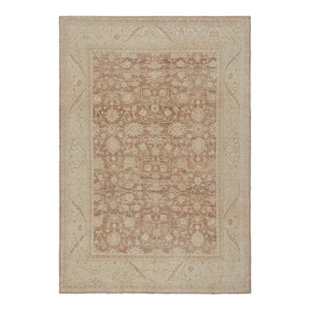 Vintage Persian Sultanabad Rug in Beige, With Floral Patterns, From Rug & Kilim For Sale