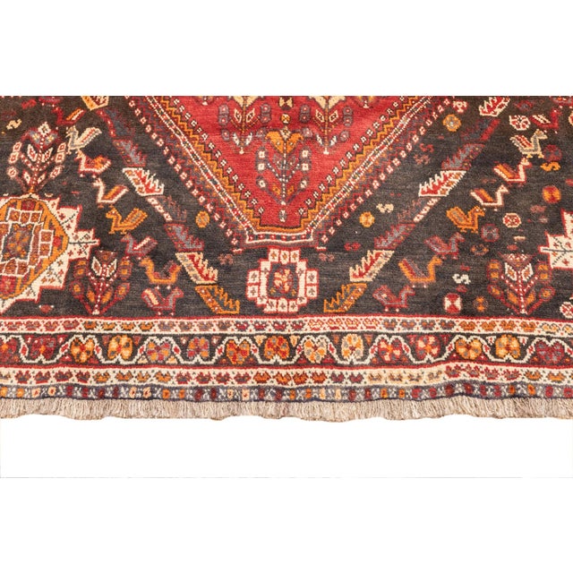 Semi-Antique Hand-Knotted Persian Qashqai Rug 5'8" X 8'4" For Sale - Image 4 of 17