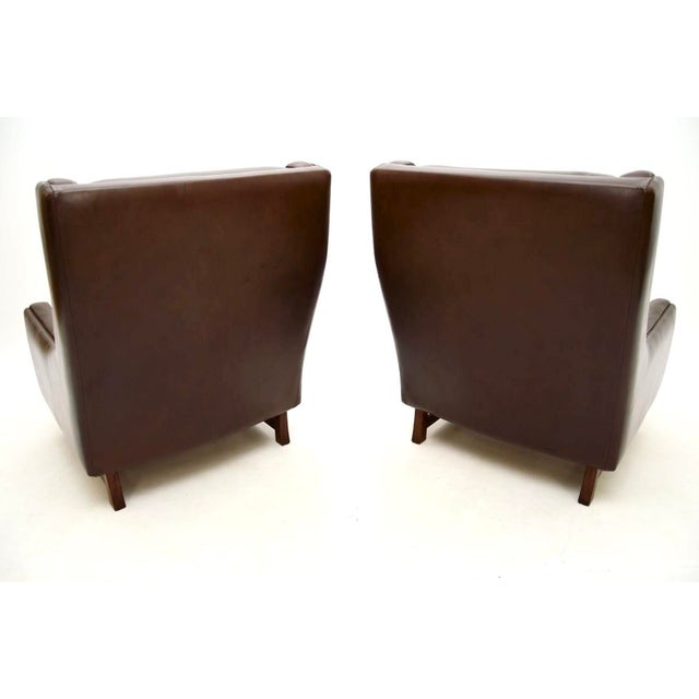 Wood Vintage Leather Armchairs by Torbjörn Afdal for Bruksbo, 1970s, Set of 2 For Sale - Image 7 of 12