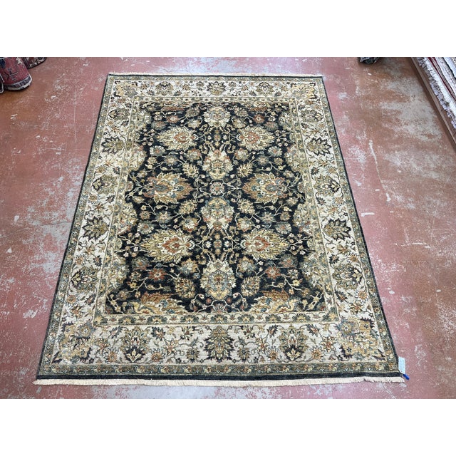 Indo Agrah Hand Knotted Wool Rug 7’9” X 10’1” For Sale In Washington DC - Image 6 of 7