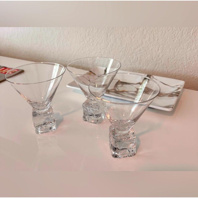 1990s DiSaronno “Melting Ice Cube” Martini Glasses- Set of 12 Glasses For Sale - Image 4 of 12