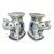 Vintage Blue and White Chinoiserie Ceramic Elephant Plant Stands- a Pair For Sale