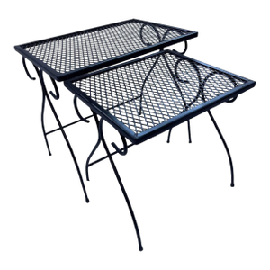 Salterini Style Mid Century Modern Iron Nesting Tables, 2 Pieces