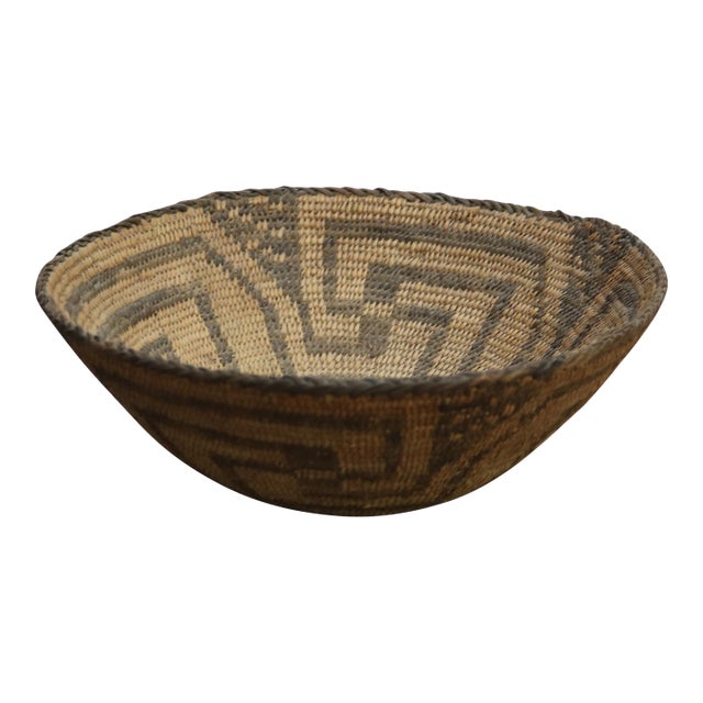 Antique Native American Indian Southwest Navajo Woven Reed Basket C1900 For Sale