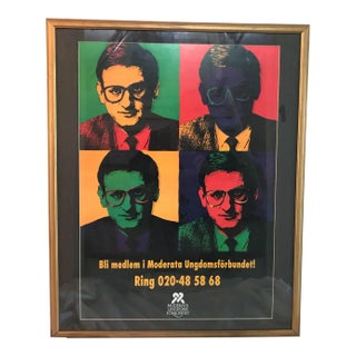 1990s Swedish Pop Art Campaign Poster in the Style of Andy Warhol For Sale