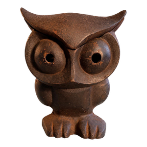 Vintage Mid-Century Japanese Hand-Cast Iron Owl Oversized Candle Lantern/Incense Burner