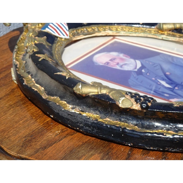 Vintage Picture W British Gentleman W Ceramic Frame & Eagle Motif & Stars For Sale - Image 12 of 12