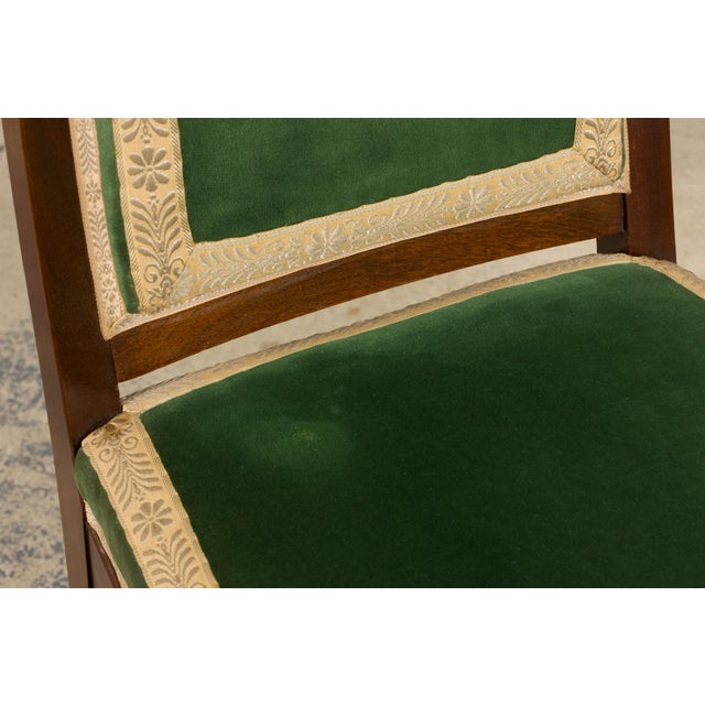 Green 1930s French Art Deco Mahogany Dining Chairs in Olive Green Velvet - Set of 6 For Sale - Image 8 of 18