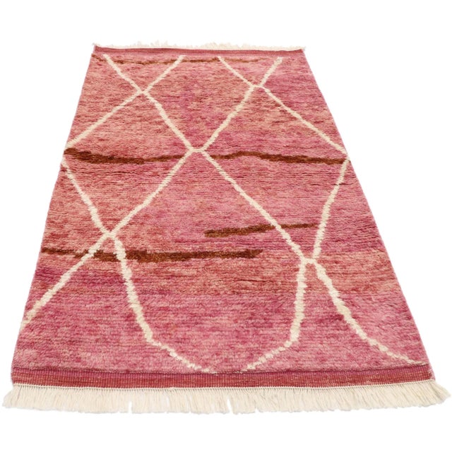 Moroccan Style Throw Rug - 03'02 X 05'03 For Sale - Image 4 of 10