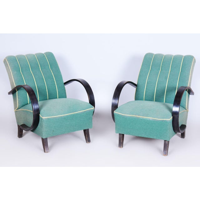 Black Set of Vintage Art Deco Armchairs by Jindrich Halabala for Up Zavody, 1930s For Sale - Image 8 of 9