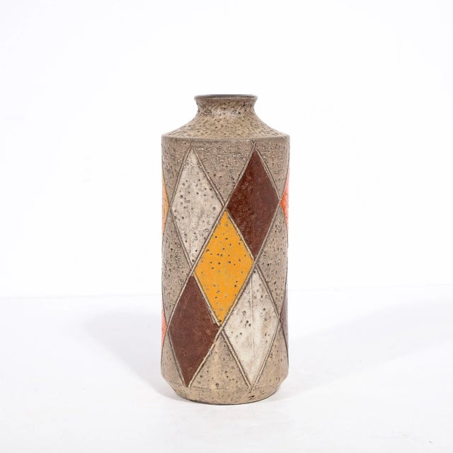 Mid-Century Modernist Hand Painted Ceramic Vase, Signed Thor For Sale - Image 10 of 12